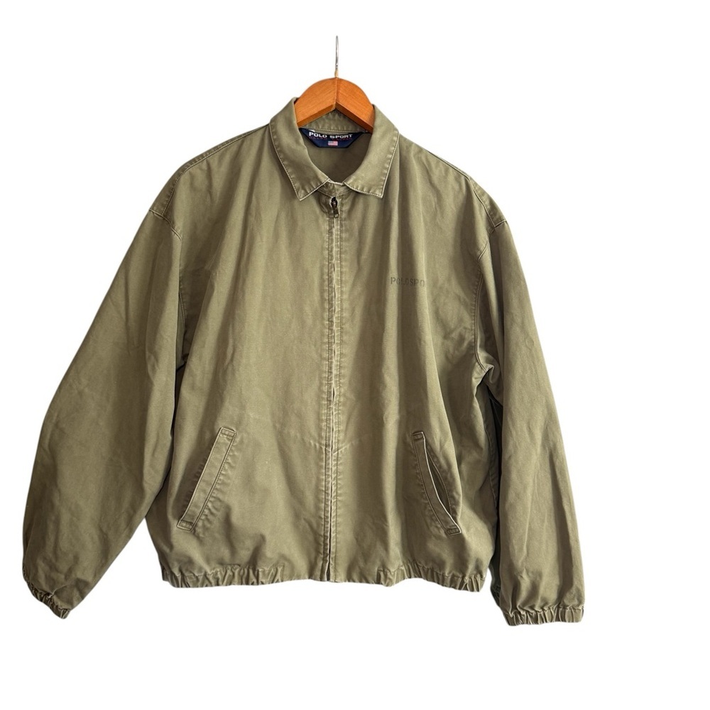Vintage Polo Sport Ralph Lauren USA 67 Harrington Jacket Large Olive - Picture 2 of 10